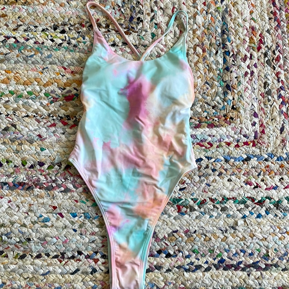 Gina Tie Dye Criss Cross Tie Back One Piece